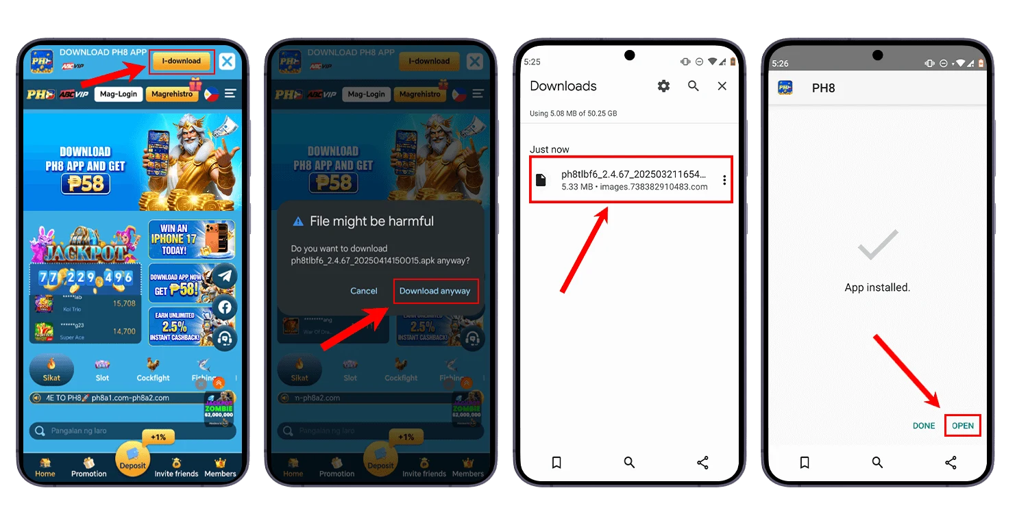 PH8 Android APP download and install steps