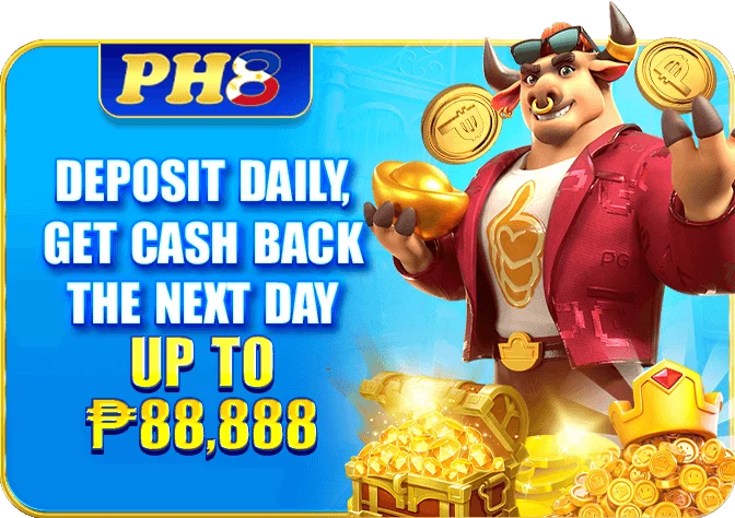 PH8 daily recharge cashback paid the next day up to ₱88,888 with 1× turnover