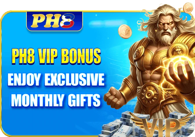 PH8 VIP levels 1–20 with upgrade bonuses and monthly gifts up to ₱16,888